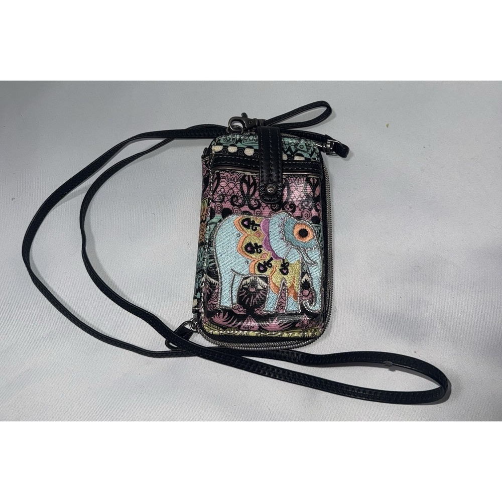 Sakroots Artist Circle Coated Canvas Wallet‎ - Crossbody or Wristlet Elephant